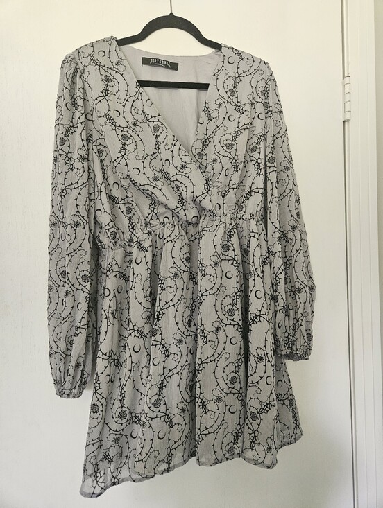 Disturbia Dresses & Skirts - Rosethorn Flocked Velour Chiffon Faux Wrap Mini Dress Size 10